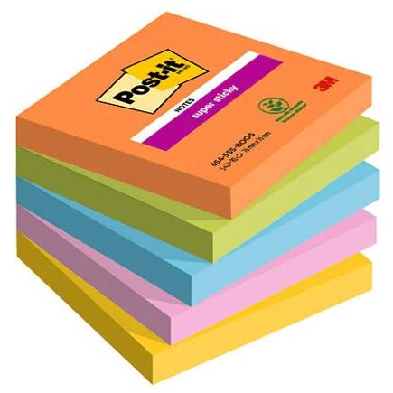 POST-IT Blocs notas Super STICKY 90 hojas 5 colores neÓN